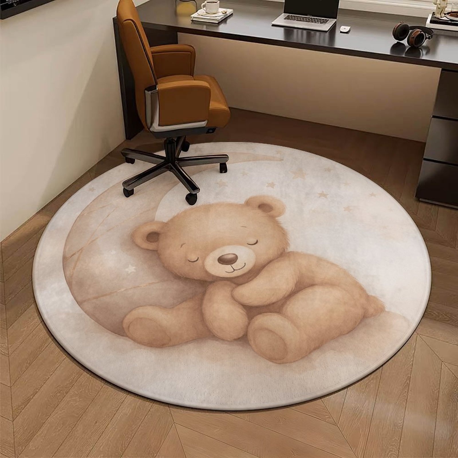 Baby Nursery Mat - Alfombra Redonda de Felpa con Diseño