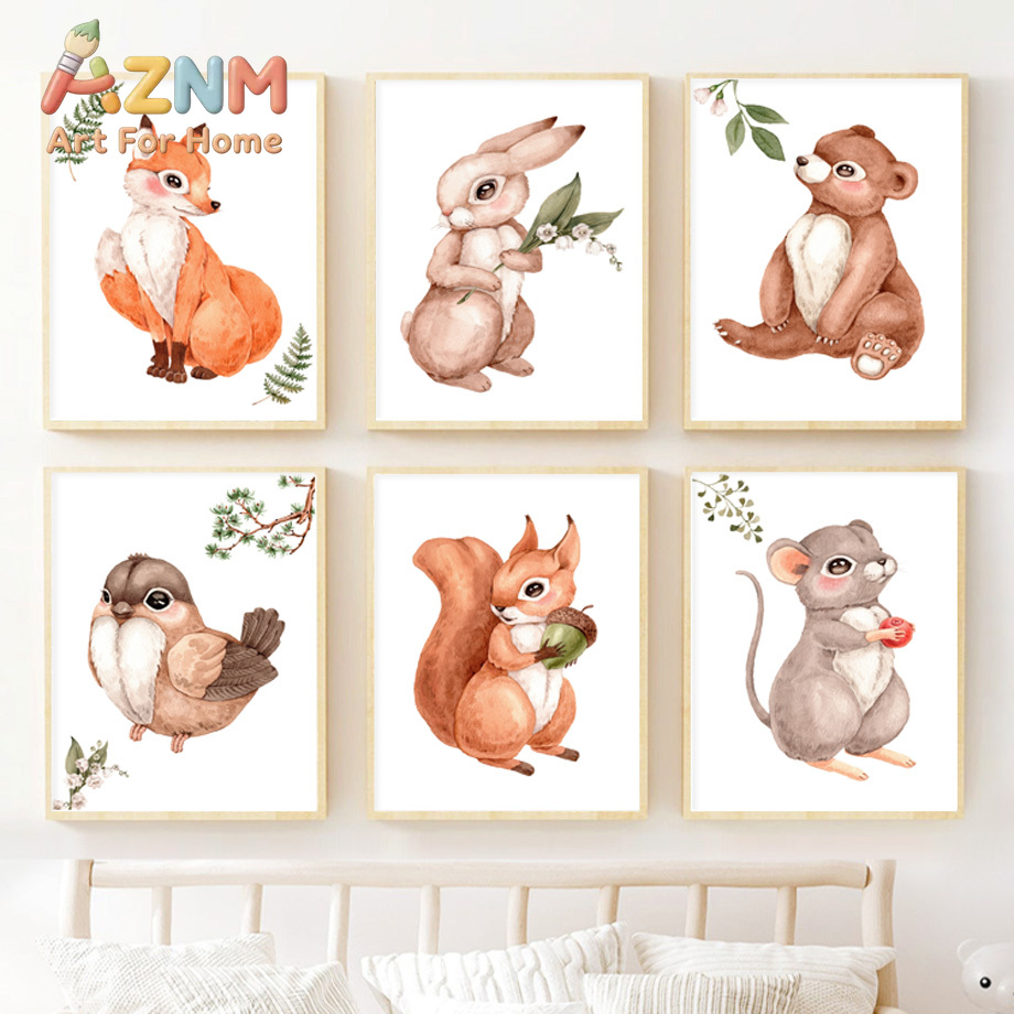Baby Nursery Gender Neutral - Arte de pared infantil con animales