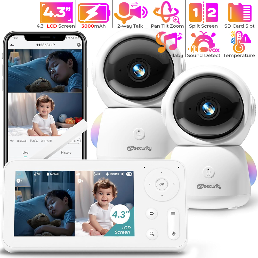 Baby Nursery Design - Monitor de bebé 2K con 2