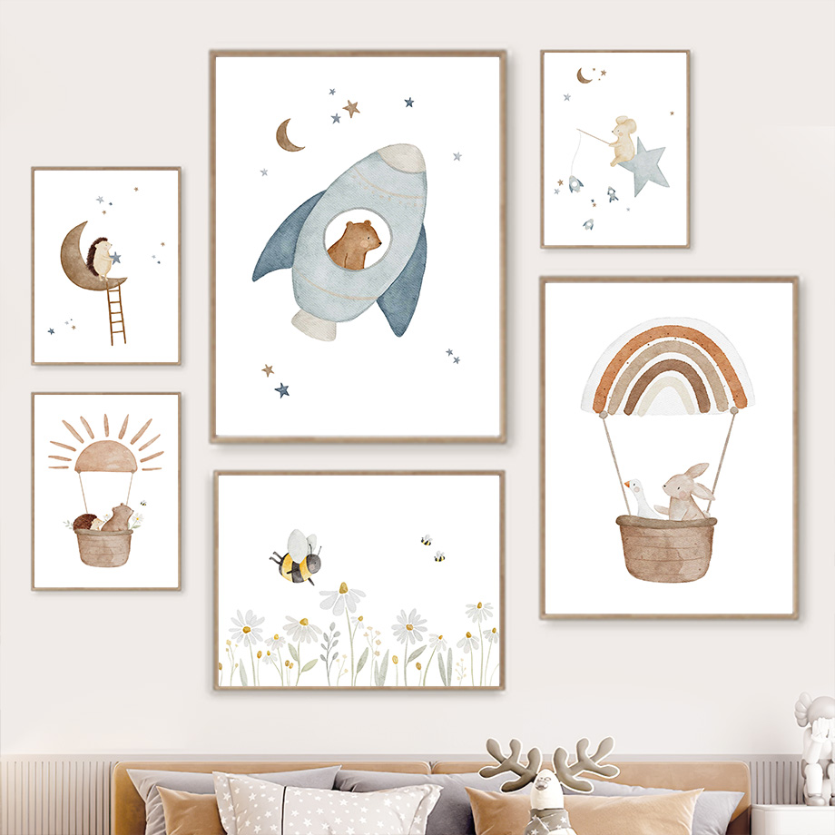Baby Nursery Animal Prints - Arte de pared de animales de