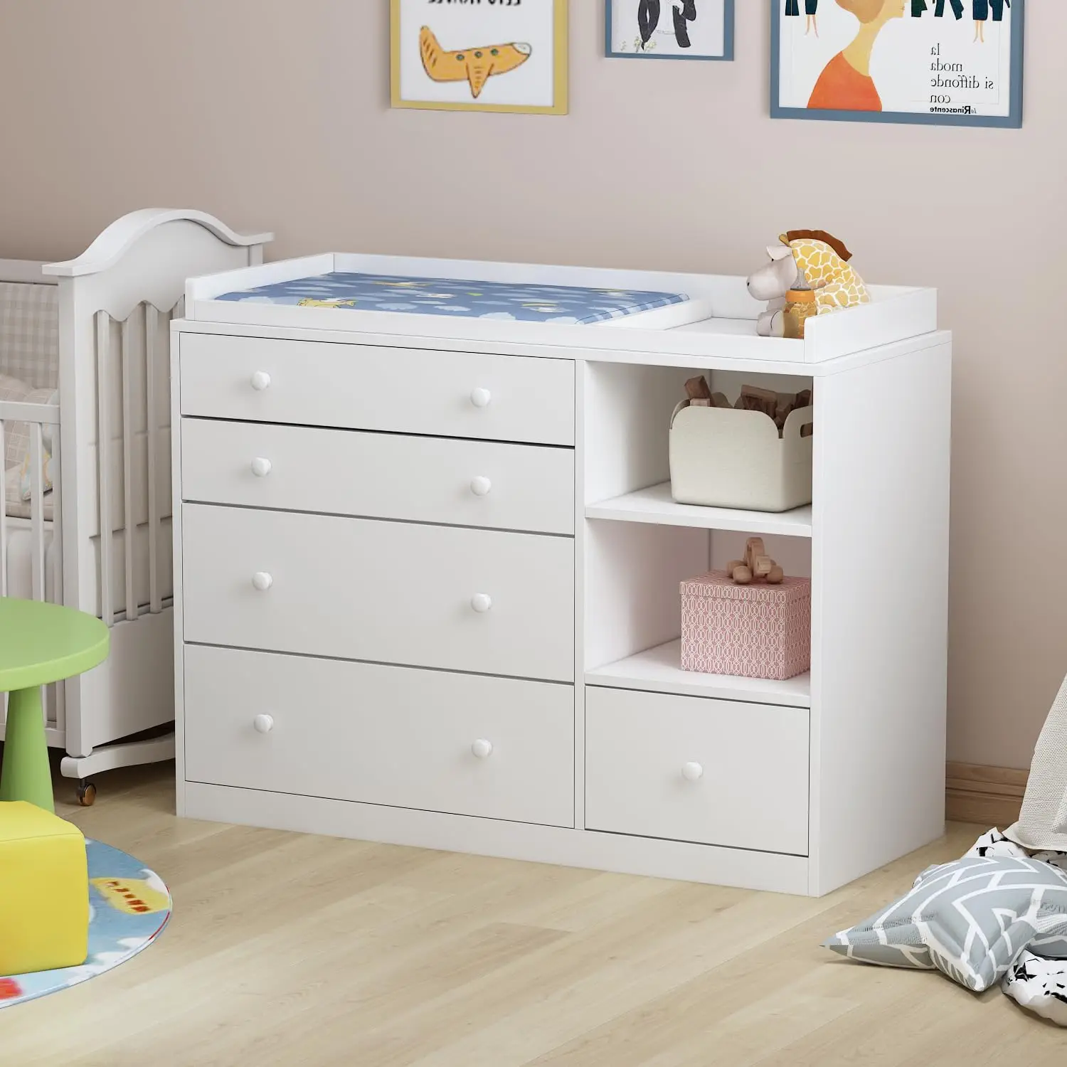 Cómoda para Bebés, Cómoda Blan - Baby Nursery Chest Of Drawers reseña y precio