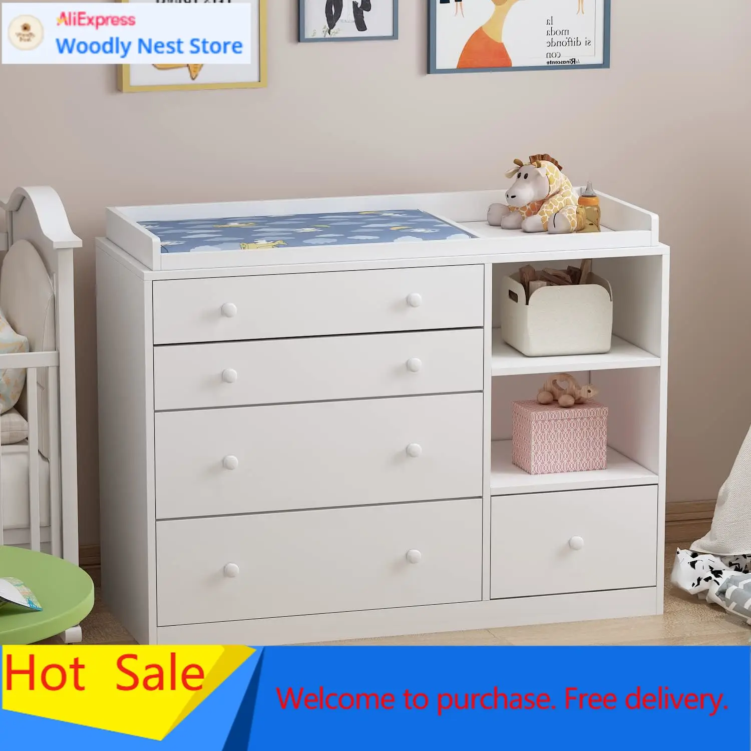 Cómoda para Bebés, Cómoda Blan - Baby Nursery Chest Of Drawers reseña y precio