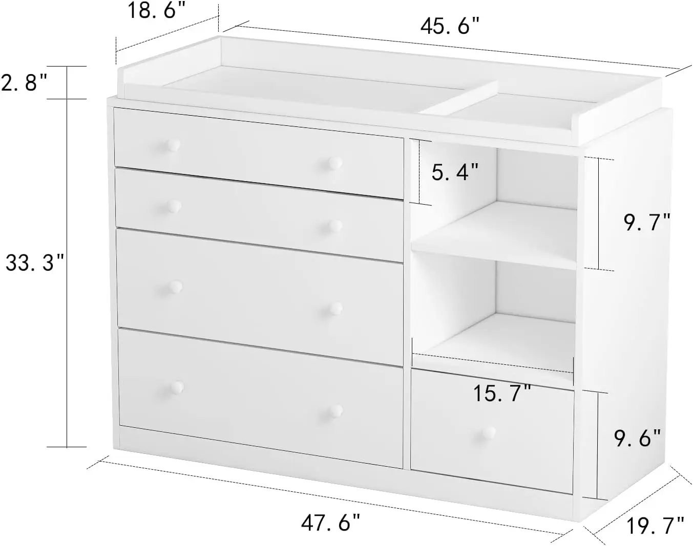 Cómoda para Bebés, Cómoda Blan - Baby Nursery Chest Of Drawers reseña y precio