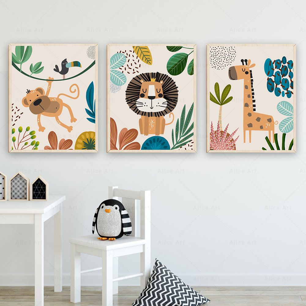 Pósteres Boho de Mono, León, J - Baby Nursery Prints reseña y precio