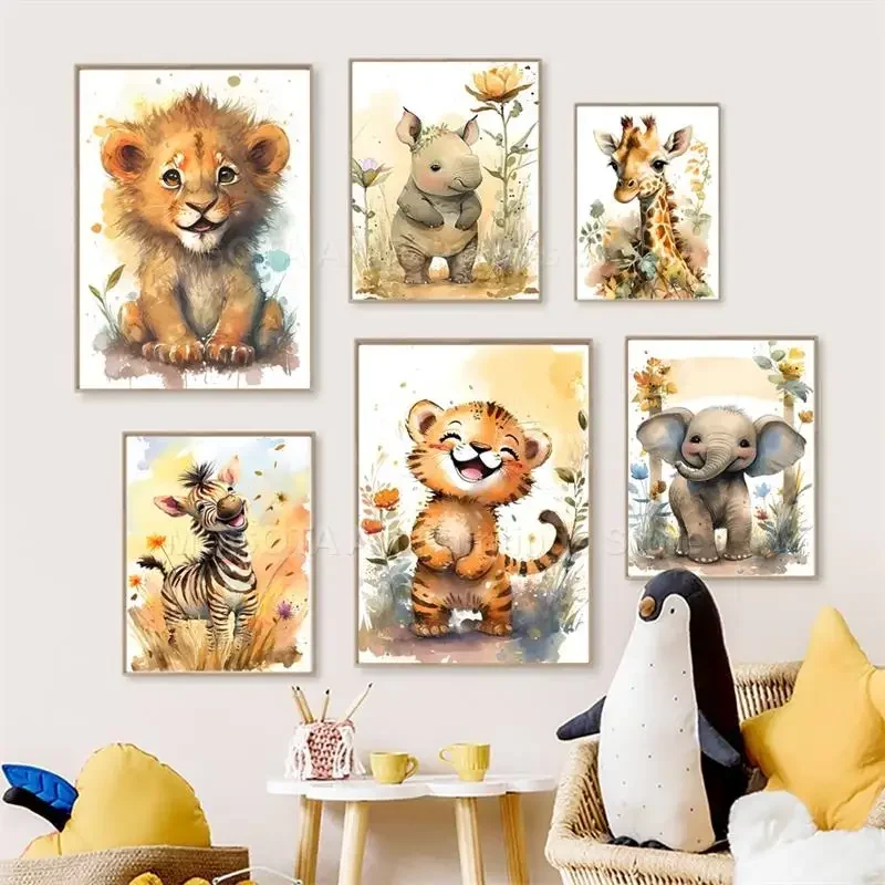 Cuadro de Lienzo con Diseño de - Baby Nursery Animal Prints reseña y precio