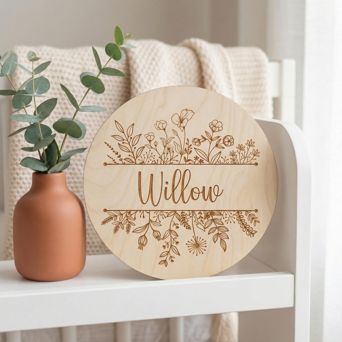 Placa Redonda de Madera con No - Baby Nursery In reseña y precio