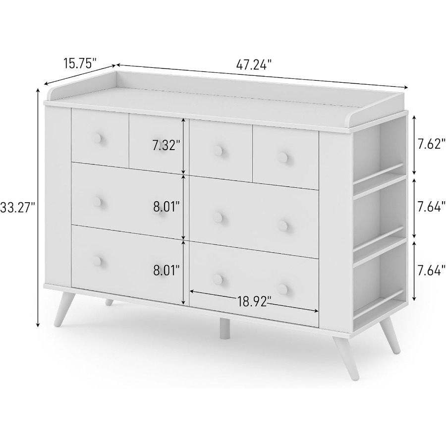 Cómoda para bebés, con 8 cajon - Baby Nursery Design reseña y precio