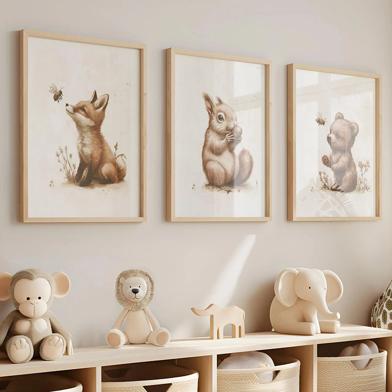 Póster de Animales: Oso, Conej - Baby Nursery Animal Prints reseña y precio