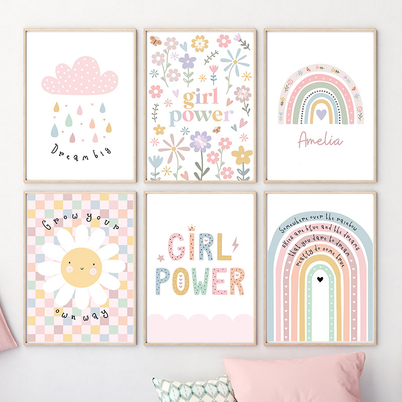 Sol, flor, arcoíris, nube, cor - Baby Nursery Prints reseña y precio