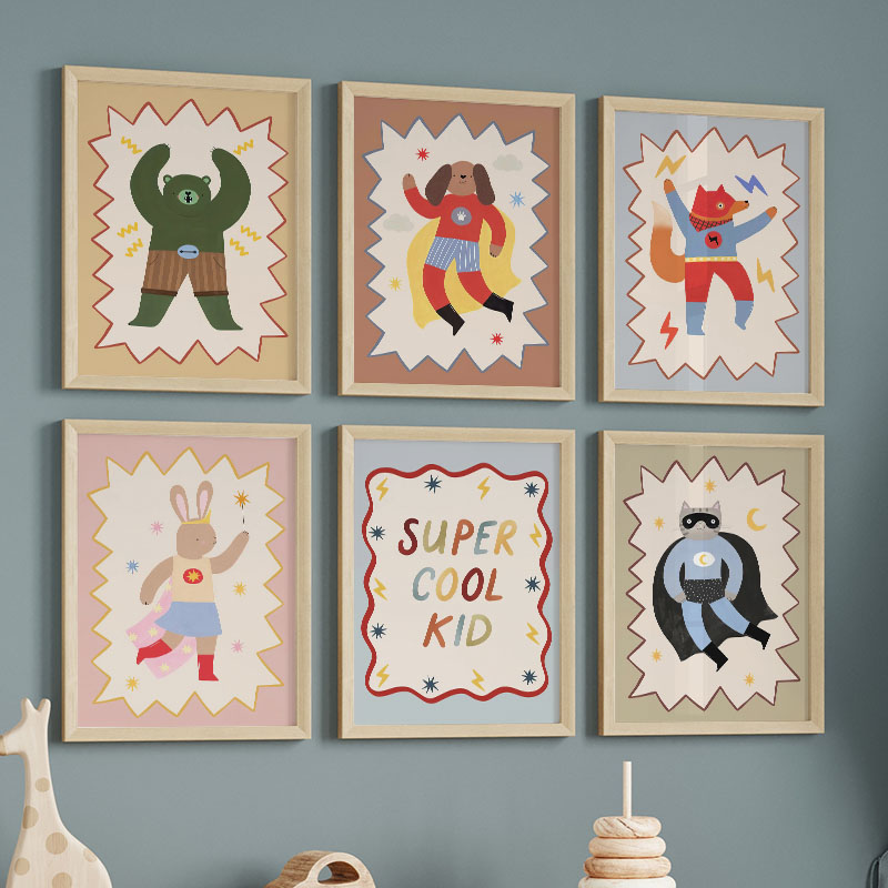 Divertidos dibujos animados, a - Baby Nursery Animal Prints reseña y precio