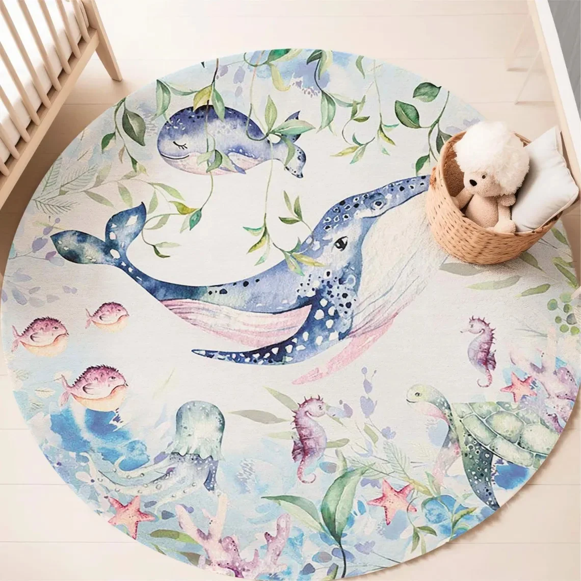 Alfombra redonda con diseño de - Baby Nursery Animal Prints reseña y precio