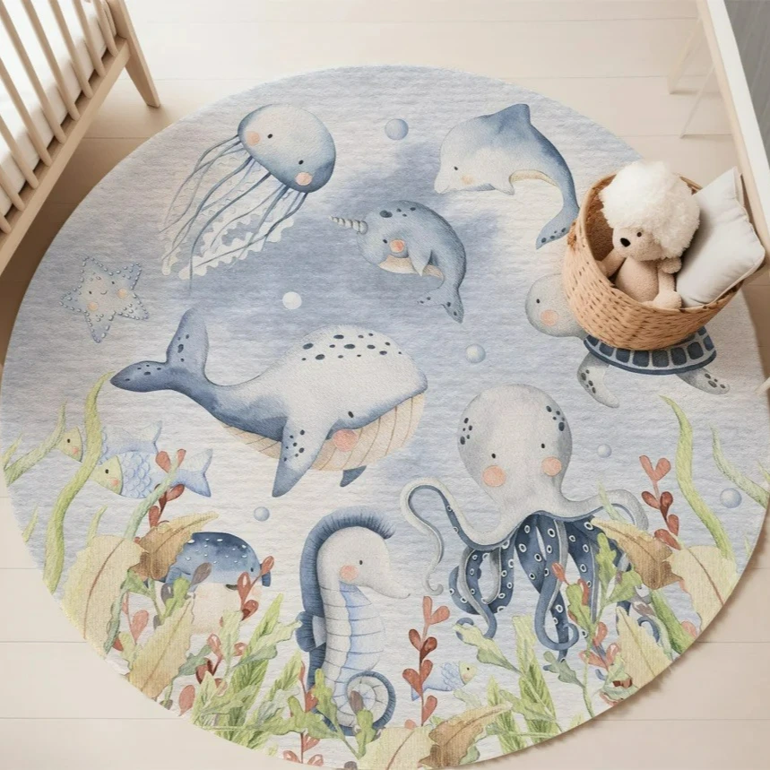 Alfombra redonda con diseño de - Baby Nursery Animal Prints reseña y precio